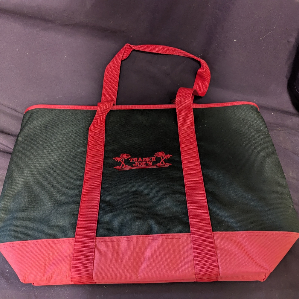 Trader Joe's Red and Black Insulated Tote Bag